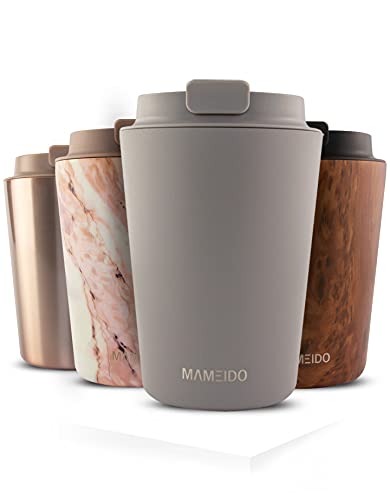 MAMEIDO Thermobecher 350ml Taupe Grey - Kaffeebecher aus Edelstahl doppelwandig isoliert, auslaufsicher - Coffee to go Becher für Kaffee & Tee