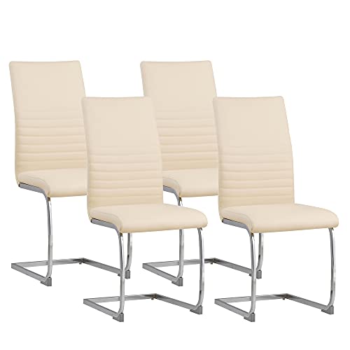 ALBATROS Freischwinger Stuhl BURANO 4er Set, Beige - Esszimmerstuhl Schwingstuhl mit Modernem Design und Kunstleder-Bezug - Küchenstuhl, Polster-Stuhl Esszimmer, Esstisch Stuhl