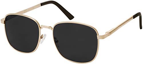 La Optica B.L.M. Herren Sonnenbrille Damen - Retro Pilotenbrille Fliegerbrille Gold - Brillenbeutel Brillenputztuch - Gläser Polarisiert Schwarz/Grau