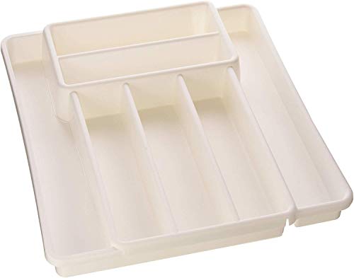 Rotho Domino Besteckkasten mit 7 Fächern, Kunststoff (PP) BPA-frei, weiss, (39,7 x 34,1 x 5,1 cm)