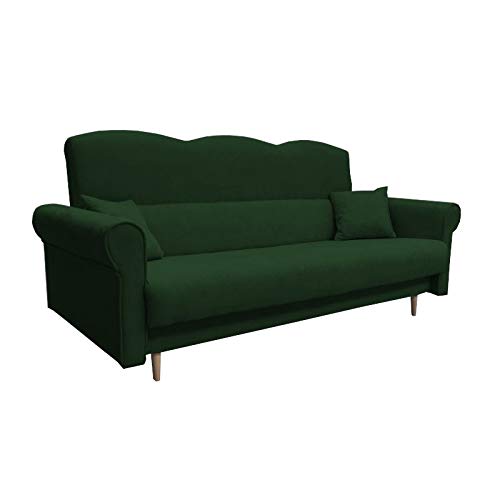 mb-moebel Schlafsofa Kippsofa Sofa mit Schlaffunktion Klappsofa Bettfunktion mit Bettkasten Couch - Tulip (Grün)