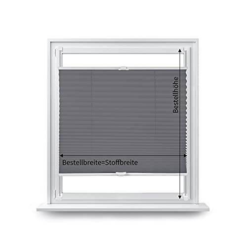 Eurohome Plissee Grau 90x130cm klemmfix ohne Bohren für Fenster