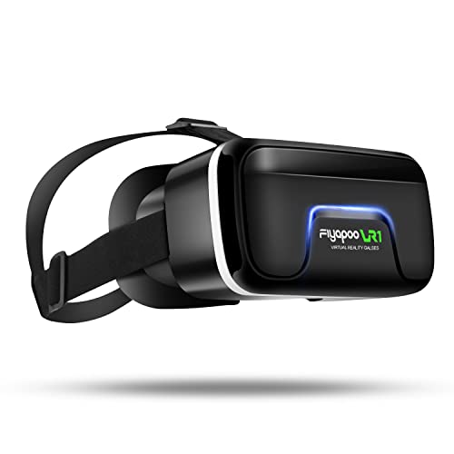 FIYAPOO 3D VR Brille mit Kopfhörern Virtual Reality Headset VR Headset Brille für 3D Filme Videospiele Kompatibel mit 4,7-6,6 Zoll iPhone Android Smartphones