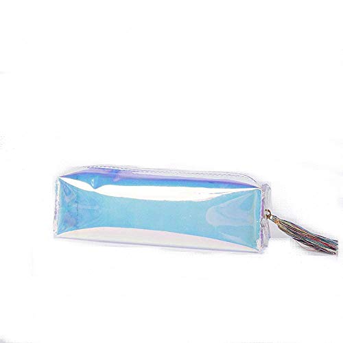 1/2 Stück holografische transparente Kunststoff-Federmäppchen mit Reißverschluss, Schreibwarenbeutel, Make-up-Tasche