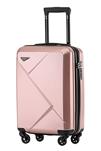 Münicase 9008 Reisekoffer Koffer Trolleys Hartschale Koffersets Beautycase-M-L-XL-Set (Kleiner Koffer (ca.54cm), Rosa Gold)