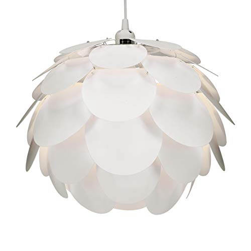 kwmobile DIY Puzzle Lampe Blüten Design - Lampenschirm Set mit Deckenbefestigung 90cm Kabel E27 Fassung - Puzzlelampe Schirm Deckenleuchte in Weiß