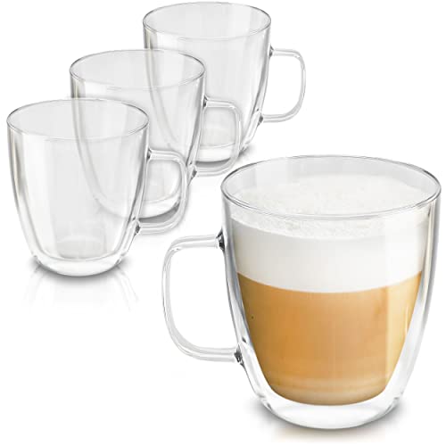 Doppelwandige Gläser mit Henkel 350ml - Für Latte Macchiato - Spülmaschinenfest - Hält lange warm