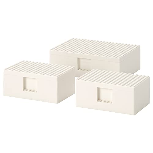 IKEA BYGGLEK LEGO® Box mit Deckel, 3er-Set, weiß