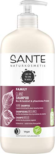 SANTE Naturkosmetik Glanz Shampoo Bio-Birkenblatt & pflanzliches Protein, Natürliche Haarpflege für glänzendes Haar vom Ansatz bis in die Spitzen, Mit Pumpspender, Vegan, 500ml