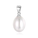 LUINNO Perlen-Anhänger - Exquisites Schmuckaccessoire für Damen – Perlen-Kettenanhänger aus Echtem 925er Silber mit Natürlichen Zuchtperlen in Tropfenform