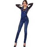 Toocool Latzhose Jeans Damen Overall Jumpsuit Hose XM-987, NG-186 blau, L