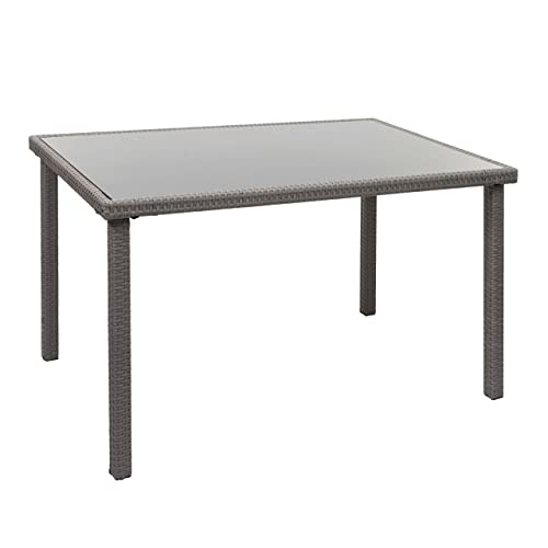 Mendler Poly-Rattan Tisch HWC-G19, Gartentisch Balkontisch, 120x75cm - grau