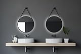 Talos Black Light Spiegel rund Ø 50 cm – runder Wandspiegel in matt schwarz – Badspiegel rund mit hochwertigen Aluminiumrahmen – Badezimmerspiegel mit indirekter LED-Beleuchtung