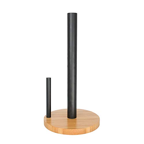 Point-Virgule Küchenrollenhalter stehend aus Bambus Holz, küchen zubehör, schwarz ø 15cm H 29cm