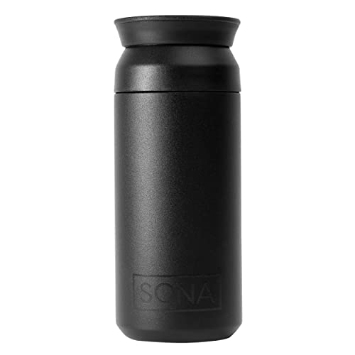 sona® Thermobecher | Edelstahl Kaffeebecher to go | BPA-frei | 360° Trinköffnung | 350 ml | matt schwarz