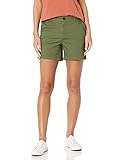Amazon Essentials Damen Mittelhohe, schmal geschnittene, khakifarbene Shorts mit 13 cm Schrittlänge (erhältlich in gerader und kurviger Passform), Olivgrün, 40