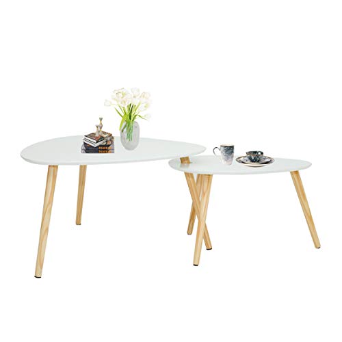 Couchtische Sofatisch 2er Set Beistelltische Wohnzimmertisch skandinavisch Kaffeetisch Satztisch für Wohnzimmer Schlafzimmer Minimalismus HWB06-HOL