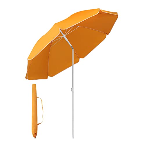 Sekey® 160 cm Sonnenschirm| Strandschirm mit Schutzhülle für Balkon Garten & Terrasse| Neigungswinkel und Höhe verstellbar, Rund Sonnenschutz UV20+
