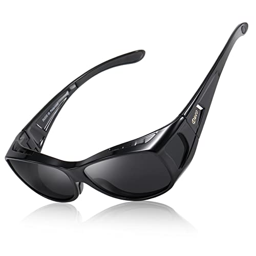 Duco Herren und Damen Sonnenbrillen Polarisiert Unisex Brille Überbrille für Brillenträger Fit-over Polbrille 8953 M - Schwarz, Grau