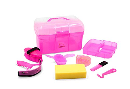 AMKA Putzbox für Kinder Putzkasten - Putzkoffer gefüllt 7 Teile - 5 Farben zur Auswahl (pink)