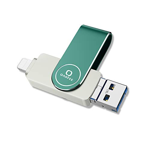 Qarfee 128GB USB Stick für iPhone 4 in 1 USB Speicherstick 3.0 Memory Stick Kompatibel mit iPhone 12/11/X/XS/XR/5/6/7/8 iPad Android Type C PC Externer Flash Drive Speichererweiterung - Green