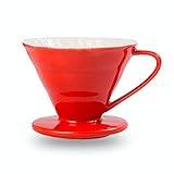 Cangool V60 Kaffeefilterhalter, Porzellan, Größe 01, 1-2 Tassen, Rot Kaffeefilter