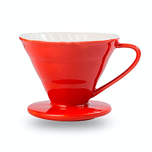 Cangool V60 Kaffeefilterhalter, Porzellan, Größe 01, 1-2 Tassen, Rot Kaffeefilter