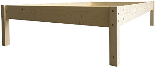 LIEGEWERK Erhöhtes Bett Seniorenbett 100 x 200 cm Massivholzbett Holzbett Holz Bettgestell (100cm x200cm, Betthöhe 55cm)