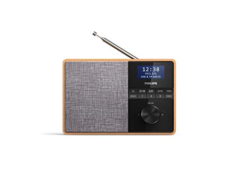 Philips R5505/10 Radio mit Bluetooth (Holzgehäuse, DAB+/UKW-Radio, 3'-Breitband-Lautsprechertreiber, Küchentimer, Küchenradio, Stromnetz oder batteriebetrieben)