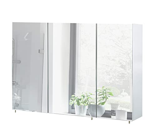 Schildmeyer Basic Spiegelschrank ohne Beleuchtung, melaminharzbeschichtete Spanplatte, weiß Glanz, 120 cm