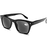 DOOViC Sonnen Lesebrille Sonnenbrille mit Sehstärke Schwarze Quadratische Rahmen Groß Gläser Sonnen Brille für Damen/Herren 3,5