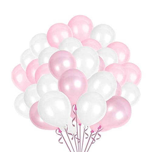 GRESAHOM Rosa & Weiß Luftballons 100 Stück, 25,4 cm rosa Latex Party Ballons Bogen für Mädchen Geburtstag Hochzeit Babyparty Abschlussfeier Party Dekorationen