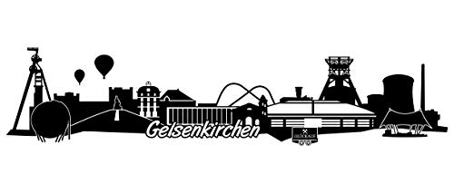 Samunshi® Gelsenkirchen Skyline Wandtattoo Sticker Aufkleber Wandaufkleber City Gedruckt Gelsenkirchen 120x27cm schwarz