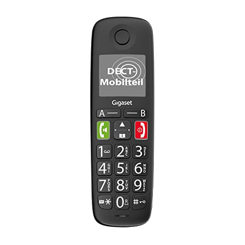 Gigaset E290HX - DECT-Mobilteil mit Ladeschale – Schnurloses Senioren-Telefon für Router und DECT-Basis – Fritzbox-kompatibel - großes Display und Tasten, Verstärker-Funktion, Schwarz
