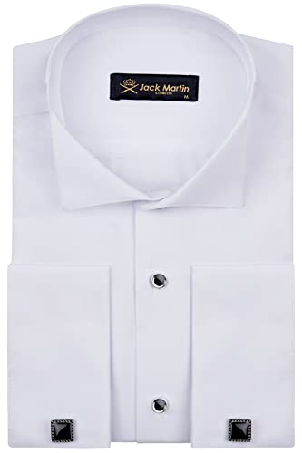 Jack Martin - Smokinghemd mit Kläppchen-Kragen & Manschettenknöpfen - Slim Fit - Umschlagmanschette (White, 3XL)