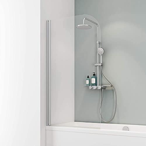 Schulte D1650 01 50 Komfort Duschabtrennung für Badewanne, Alunatur, Sicherheitsglas ohne Beschichtung