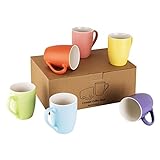 BIGHIPPY Kaffeebecher Porzellan | Kaffeetassen 6er Set | Kaffeebecher Porzellan Groß | Porzellan Tassen Set | Bunte Tassen 330ml