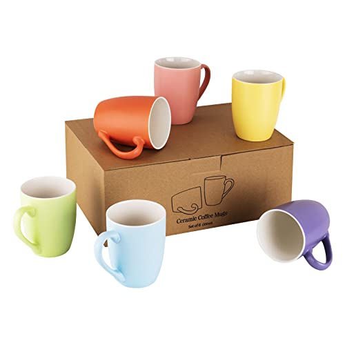 BIGHIPPY Kaffeebecher Porzellan | Kaffeetassen 6er Set | Kaffeebecher Porzellan Groß | Porzellan Tassen Set | Bunte Tassen 330ml
