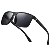 suoso Polarisiert Sonnenbrille Herren Damen Unisex Schwarz Retro Ultraleicht Rahmen UV400 Shutz Sonnenbrillen Polarisierte Klassische Brille für Fahren Geschäftsreise Reise
