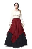 Fiamll Mittelalter Kleidung Damen Renaissance Kostüm Viktorianische Kleider Halloween Fasching Karneval Mittelalter Kleid Rot L