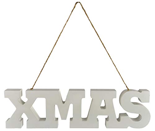 My-goodbuy24 Weihnachtsdeko - Xmas Deko Schriftzug zum Aufhänger - 25,5 x 1,5 x 7cm - Holz - weiß - Kordel - Dekohänger für Weihnachten - Dekoration - Weihnachtsschmuck