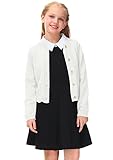 BesserBay Kinder Langarm Strickjacke mit Tailliert Passform Soft Kuschelig Mädchen Pullover Weiß 130