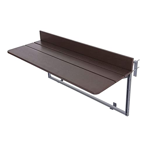 Gdmokle Klappbarer Balkonhängetisch Balkonklapptisch, 5-Fach höhenverstellbar, Aluminiumprofil-Tisch für Terrasse und Garten Geländer (100X37CM/39.3''x14.6'')
