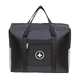 Ronoza Handgepäck 45x35x17cm, Handgepäck Tasche für Flugzeug, Reisetasche Faltbare Handgepäck Koffer für Damen Herren (Schwarz)