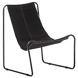 vidaXL Relaxstuhl Vintage-Stil Stuhl Sessel Lounge Relaxsessel Lehnstuhl Polsterstuhl Loungesessel Wohnzimmerstuhl Schwarz Echtleder
