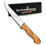 Schwertkrone Premium Schinkenmesser mit Olivenholzgriff - 15 cm Klinge - Vielseitig einsetzbares Stechmesser/Fleischmesser - Made in Solingen