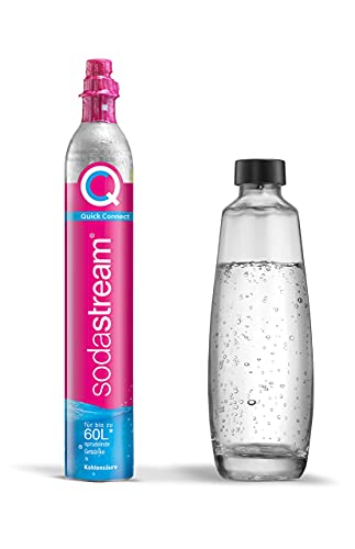 SodaStream QC-Reservepack mit 1x Quick Connect CO2-Zylinder (Ergiebigkeit: 60L) und 1x 1.0 L Glasflasche, Pink, 27.5x16x44