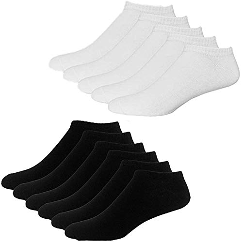 YouShow Sneaker Socken Herren Damen 10 Paar Kurze Halbsocken Quarter Baumwolle Unisex(Schwarz und Weiß,35-38)