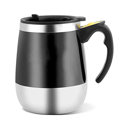Kuuleyn Selbstrührende Tasse, elektrische selbstmischende Tasse aus rostfreiem Stahl, rührende Kaffeetasse, Elektrischer selbstrührender Kaffeebecher(Schwarz)