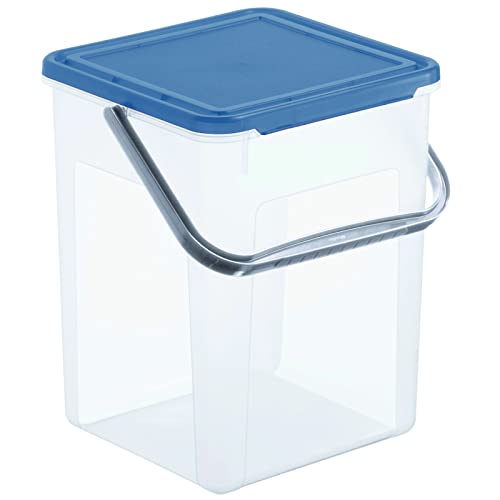 Rotho Basic Aufbewahrungsbox 9l mit Deckel und Henkel, Kunststoff (PP) BPA-frei, transparent/blau, 5kg/9l, (23 x 22,5 x 27 cm)